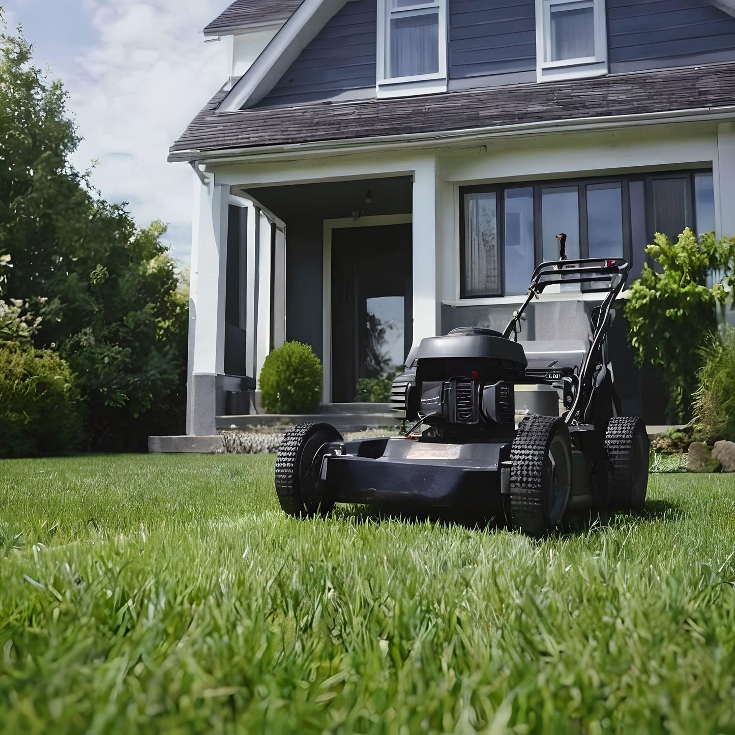 Lawn Mower Starting Cutting Grass